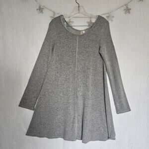 Billabong Medium Grey Heathered Fit Flair Mini Dress Cozy Soft Capsule Wardrobe